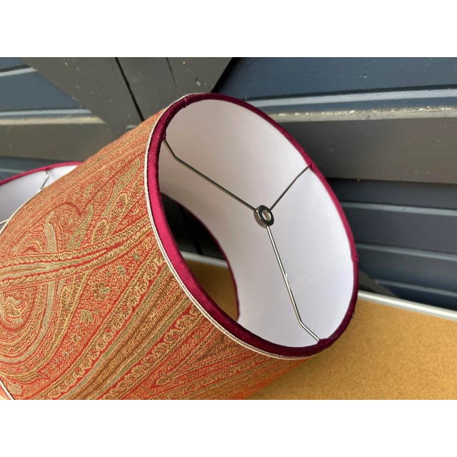 Mary Jane McCarty Designs Antique Paisley Lampshades/Pair For Sale - Image 4 of 6