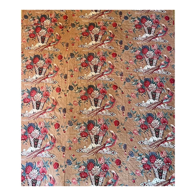 Antique Early 19th Century English Chintz Quilted Coverlet Circa 1830 For Sale