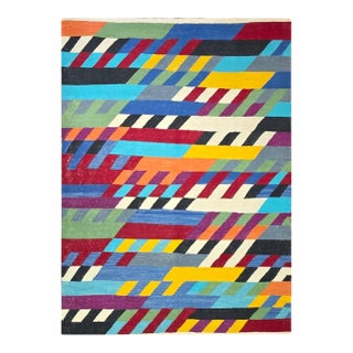Hand-Woven Wool Op Art Tapestry After Bridget Riley "Nataraja" For Sale