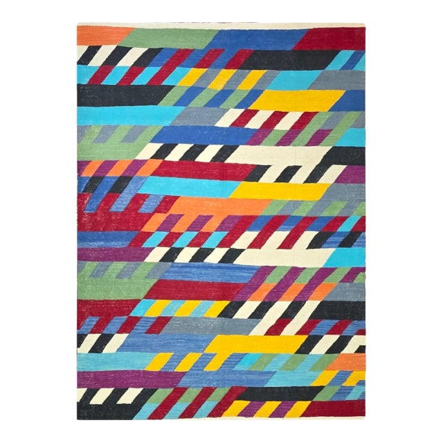 Hand-Woven Wool Op Art Tapestry After Bridget Riley "Nataraja" For Sale