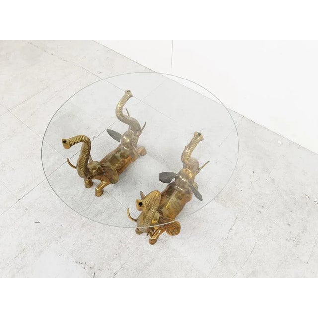 Metal Vintage Brass Elephant Coffee Table, 1970s For Sale - Image 7 of 10