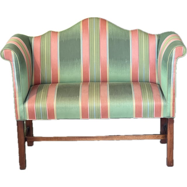 Chippendale Vintage Southwood Camel Back Loveseat Sofa Settee For Sale - Image 3 of 12