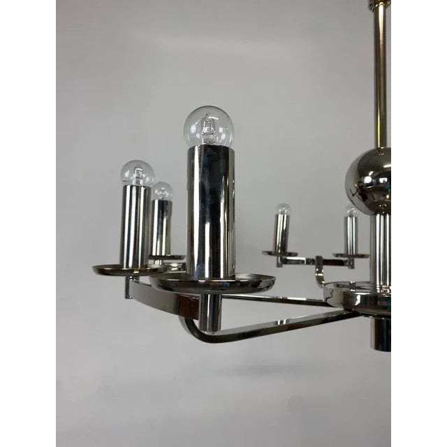 Silver Large Bauhaus Chandelier and Wall Lamps, 1940s, Set of 3 For Sale - Image 8 of 15