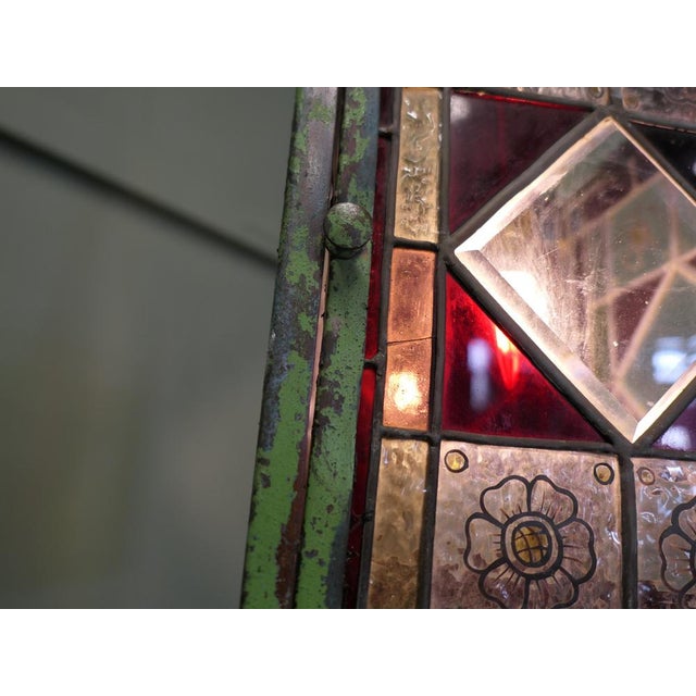 1910s Long Arts and Crafts Stained Glass Hall Lantern, 1910s For Sale - Image 5 of 8