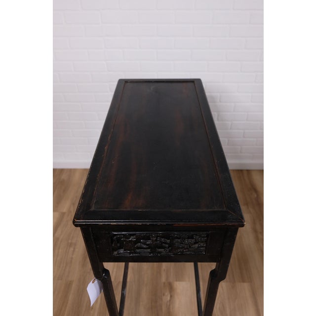 Antique Chinese Hand Carved Lacquered Console Table For Sale In New York - Image 6 of 12