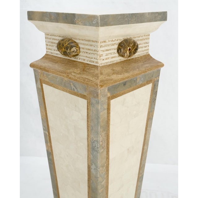 Pair of Tessellated Marble Tapered Square Obelisk Shape Pedestals Stands MINT!