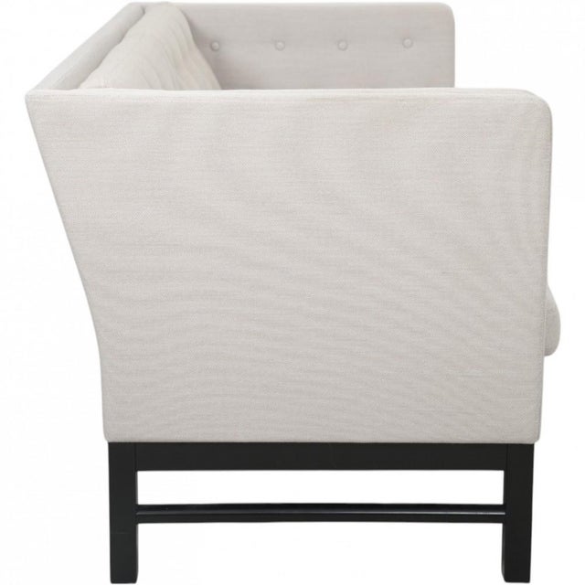 Erik Jørgensen EJ315 2.seater sofa, fully upholstered in grey fabric, and with a frame of black lacquered wood. The sofa...