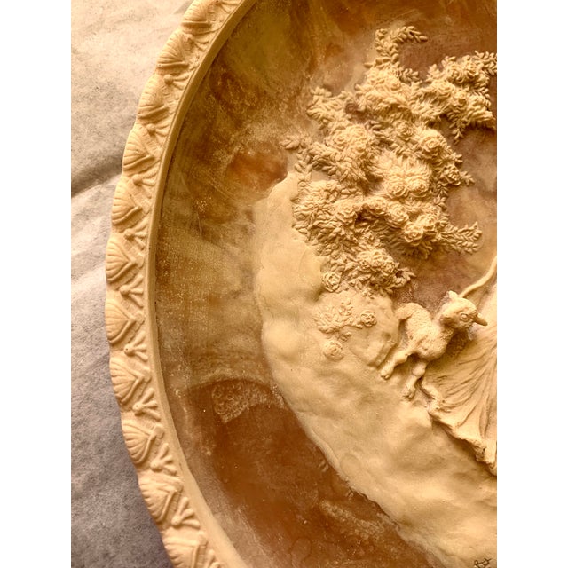 Vintage 1977 Gayle Bright Appleby Art Incolay Stone “ She Walks in Beauty “ Collector Sculpture Plate 10” Round, 3 D For Sale In Miami - Image 6 of 10