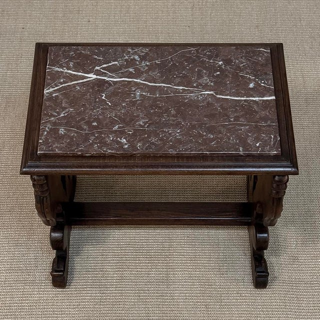 Renaissance Style Marble Top Carved End Table ~ Side Table For Sale - Image 16 of 18