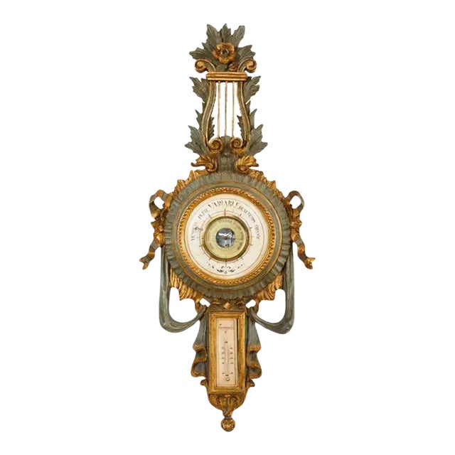 19th Century Italian Carved Louis XVI Style Giltwood Barometer For Sale