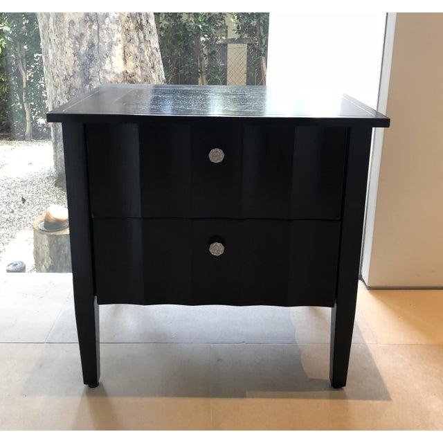 Modern Chocolate Brown Scalloped Detail Nightstands a Pair Chairish