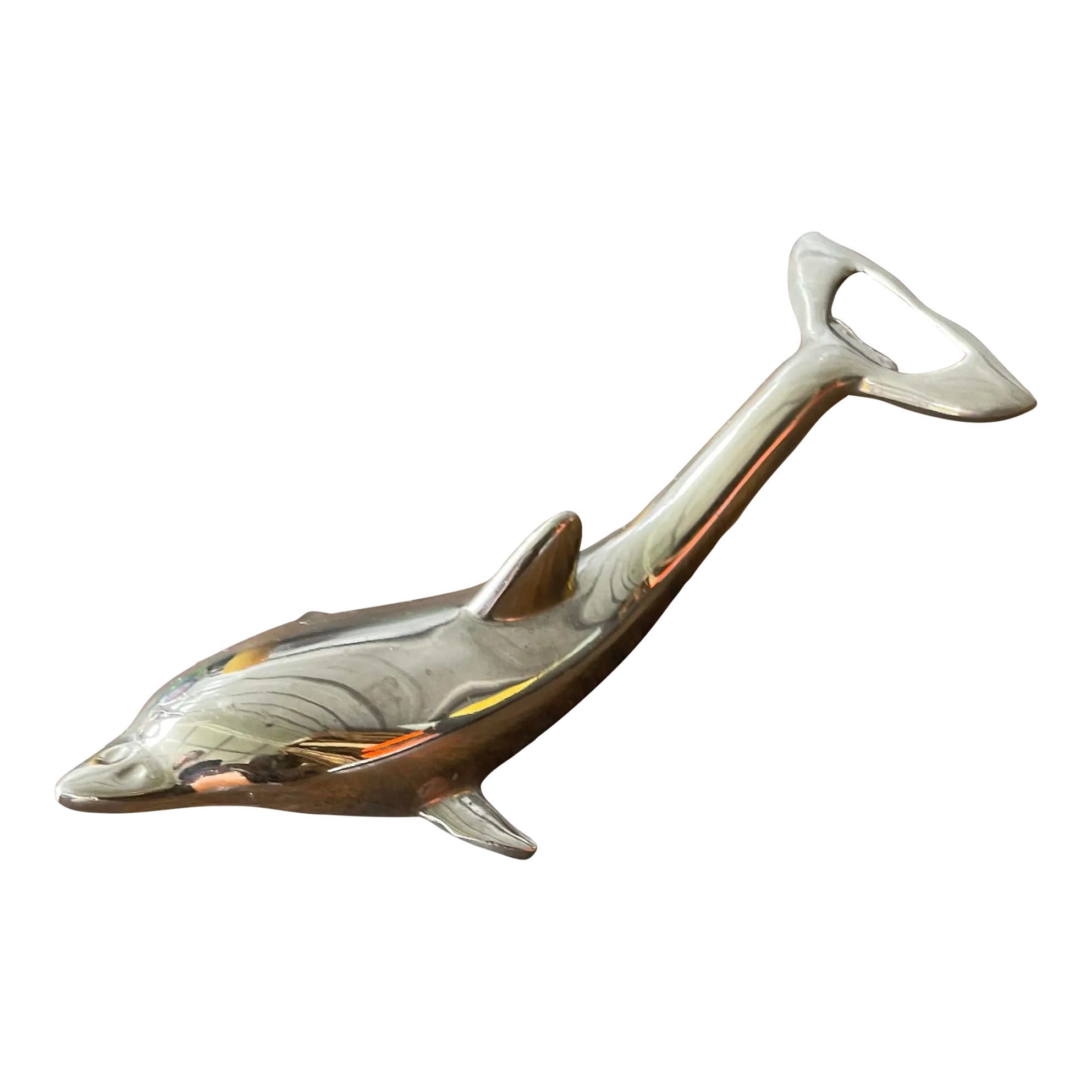 Mid Century Silver Dolphin Bottle Opener | Chairish