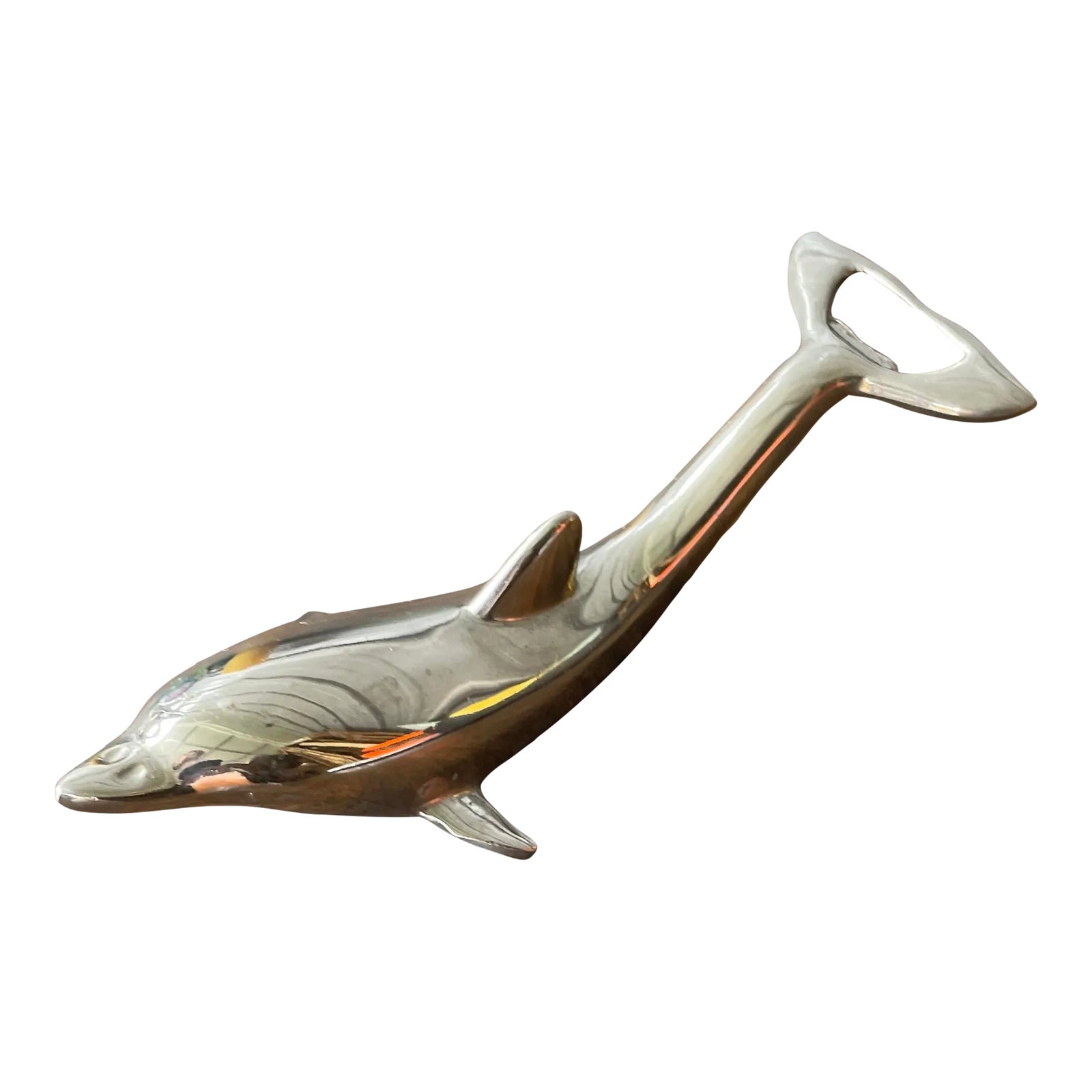 Mid Century Silver Dolphin Bottle Opener | Chairish