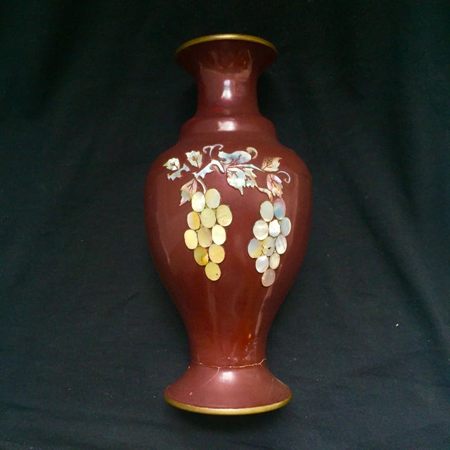 Vintage Korean Brass & Mother of Pearl Vase Chairish