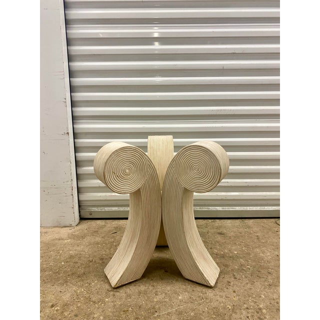 Wood 1980s Pencil Reed Rattan Side Table . For Sale - Image 7 of 12