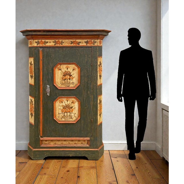 Petrol Green Painted Wardrobe, 1810 For Sale - Image 9 of 18