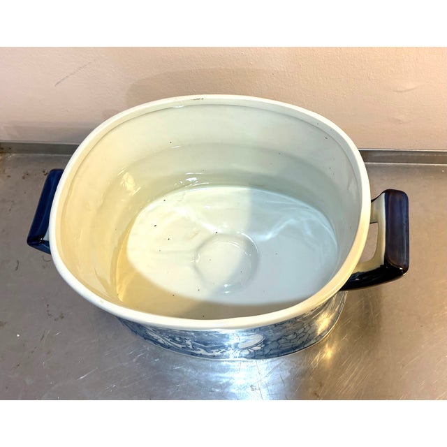Blue and White Ceramic Asian Footbath / Planter For Sale - Image 4 of 4