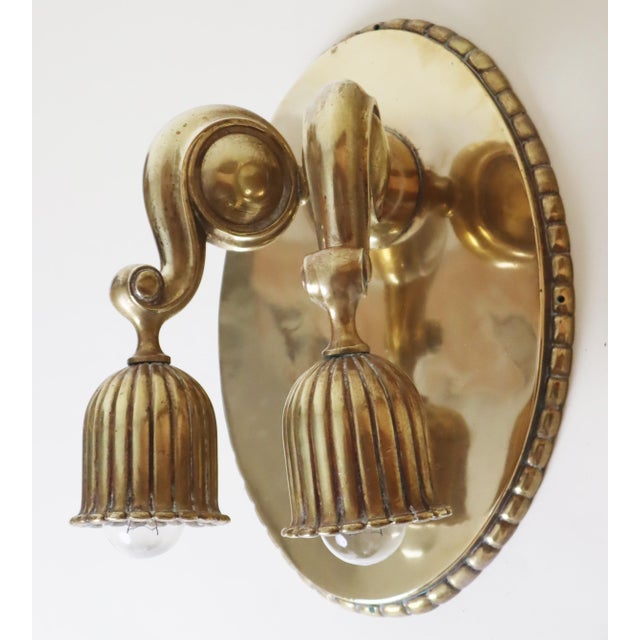 Metal Art Nouveau Bellflower-Shaped Brass Wall Lamp attributed to Dagobert Peche, 1920s For Sale - Image 7 of 18