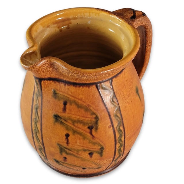 Abstract West German Studio Pottery Pitcher Hand Thrown Ceramic Jug 7.25" For Sale - Image 3 of 10