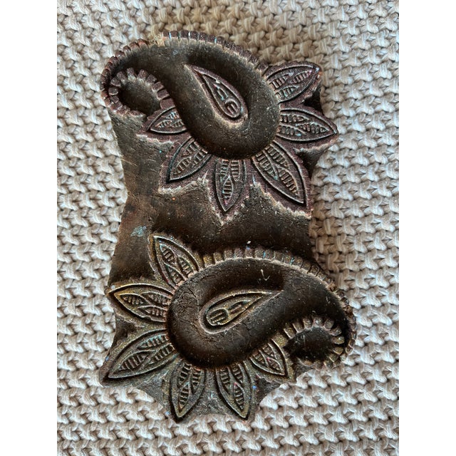 This wonderful hand-carved antique wood block was originally used to print textiles in India. Features a double Paisley...