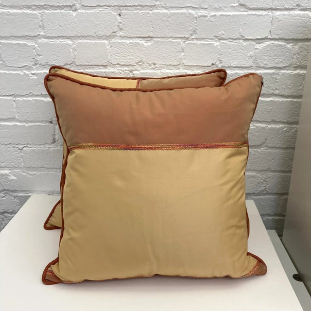 Pair of Striped Cream Pink Caramel Pillows with zippered cover. Handmade pillows are zippered and have beautifully made...