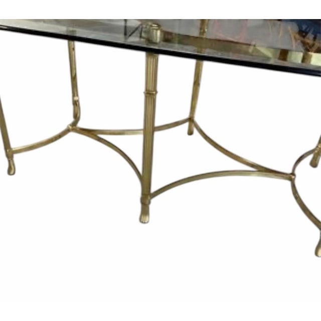 1970s La Barge: Monumental Italian Hollywood Regency Brass & Beveled Glass Dining Table, Dg Italy, C. 1980 For Sale - Image 5 of 9
