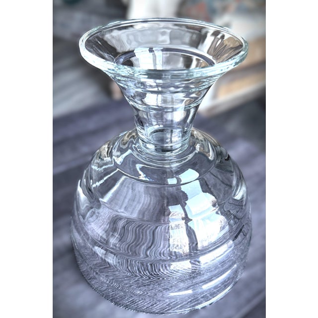 Late 20th Century Art Deco Clear Glass Trifle Pedestal Bowl For Sale In Chicago - Image 6 of 9