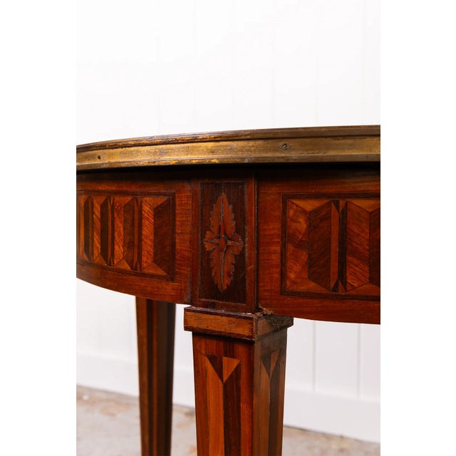 19th Century French Circular Inlaid Centre/Side Table With Side Sliders For Sale - Image 9 of 9