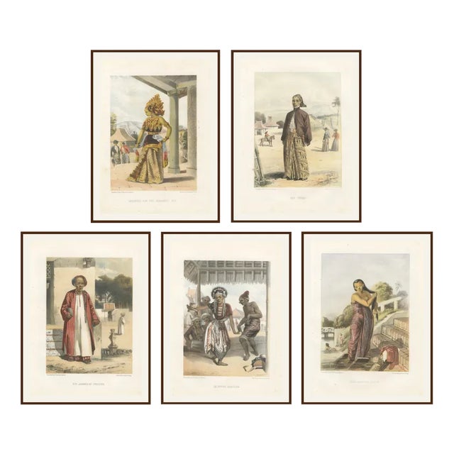 F. Hardouin, Javanese Costume, 1840, Lithographs, Set of 5 For Sale