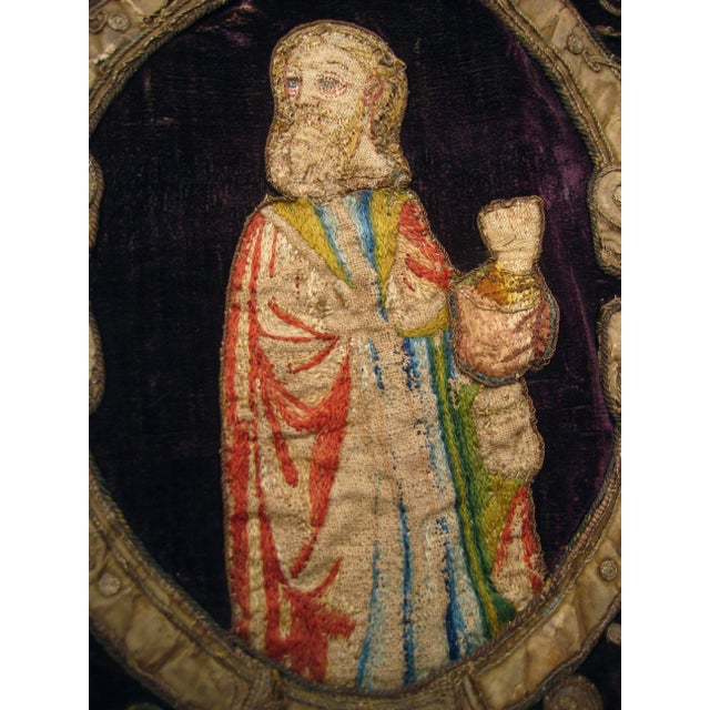 Textile Large Velvet Gold and Silk Embroidered Antependium Circa 17 Century For Sale - Image 7 of 14