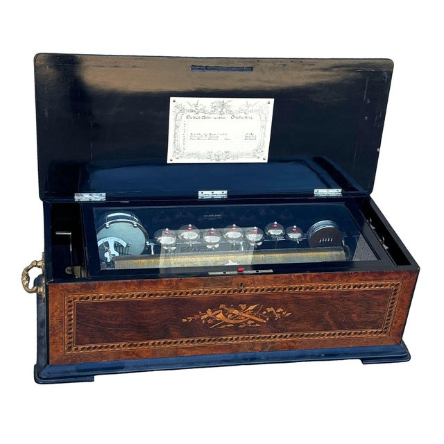 Restored "Douze Airs Orchestre" Music Box by L'Epee with fully overhauled movement features 2 drums, 7 bells, castanet,...