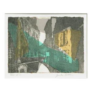 Abstract Modern Cityscape With Yellow & Green by Julia Pitcher