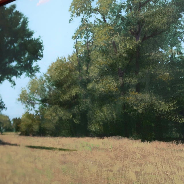 Wood Late 20th Century Original Impressionist Oil Painting by William Rabon of Oklahoma Pastoral Landscape Scene Framed Mid-Century For Sale - Image 7 of 15