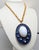 Mid-Century Modern Vintage 1973 Signed Napier Modernist Navy Enamel & White Cabochon Pendant Necklace For Sale - Image 3 of 6