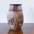 Mid-Century Hand Thrown Ceramic Pottery Vase in Brutalist Relief Design in Brown and Ochre Glaze, Signed For Sale - Image 4 of 6