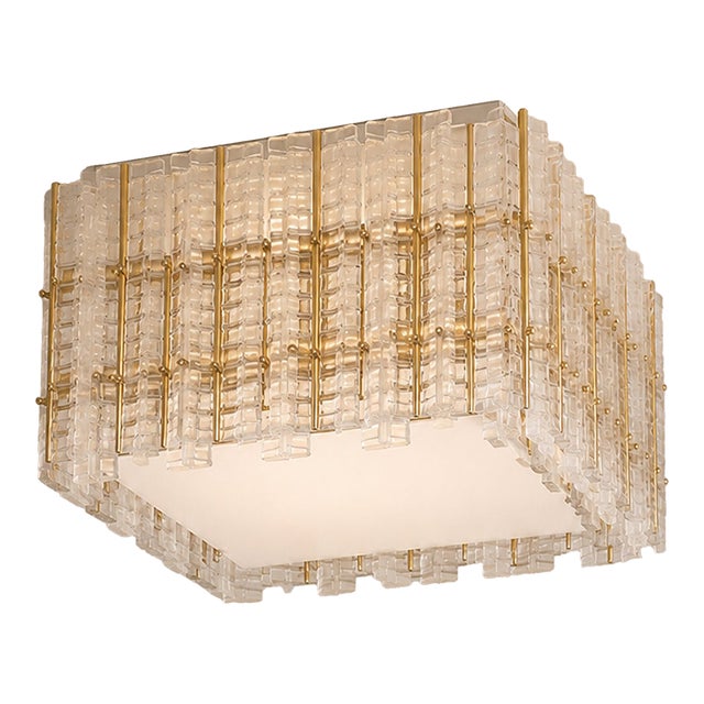 Contemporary Modern Italian “Tropical” Murano Glass Square Flush Mount by Simoeng For Sale