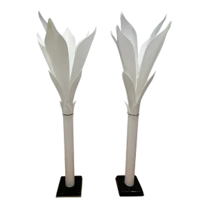 1980s Rougier Acyclic Palm Floor Lamps - a Pair
