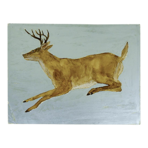1940s Outsider Folk Art Deer Painting