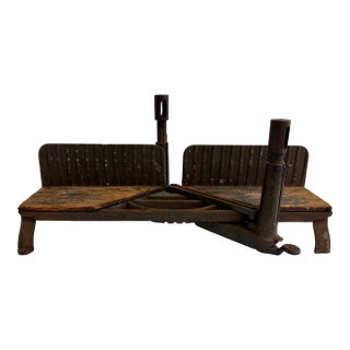 Antique Wooden & Cast Iron Miter Box – Adjustable Carpenter’s Tool For Sale