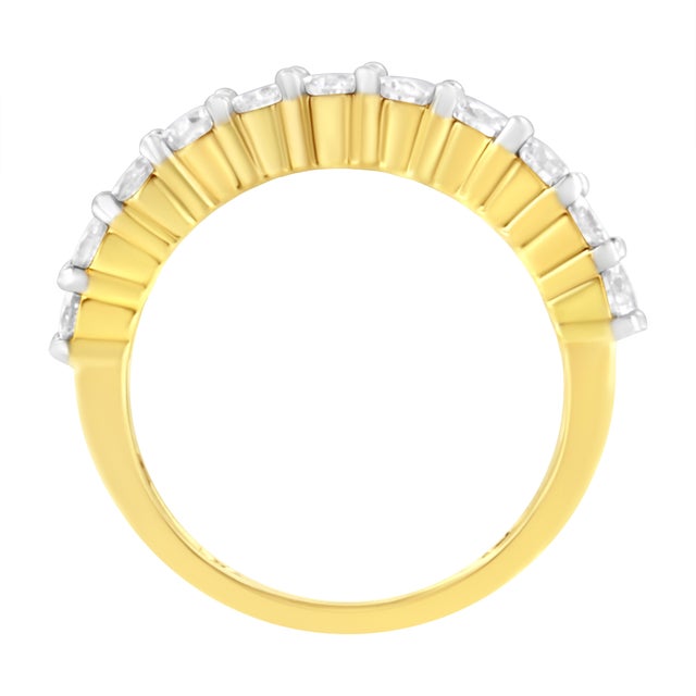 Haus of Brilliance IGI Certified 1.0 Cttw Diamond 10K Yellow Gold Prong Set Fluted Band Style Wedding Ring (J-K Color, I1-I2 Clarity) - Size 6 For Sale - Image 4 of 6