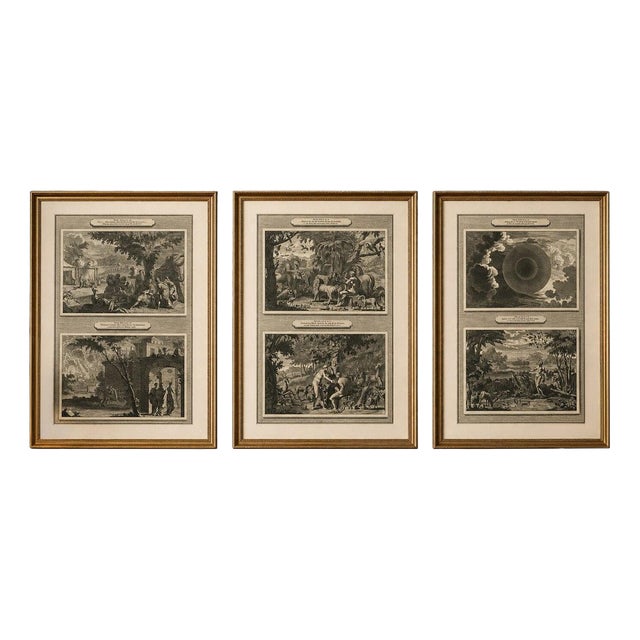 Pieter Mortier, Creation of the World & Genesis Scenes, 1700s, Engraving, Set of 3 For Sale
