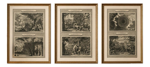 Pieter Mortier, Creation of the World & Genesis Scenes, 1700s, Engraving, Set of 3