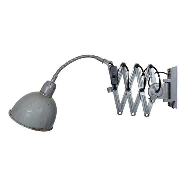 Grey Industrial Scissor Wall Lamp from Elektroinstala, 1960s For Sale
