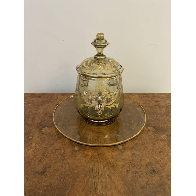 Outstanding quality antique Bohemian glass punch bowl set, having a quality punch bowl set consisting of a punch bowl and...