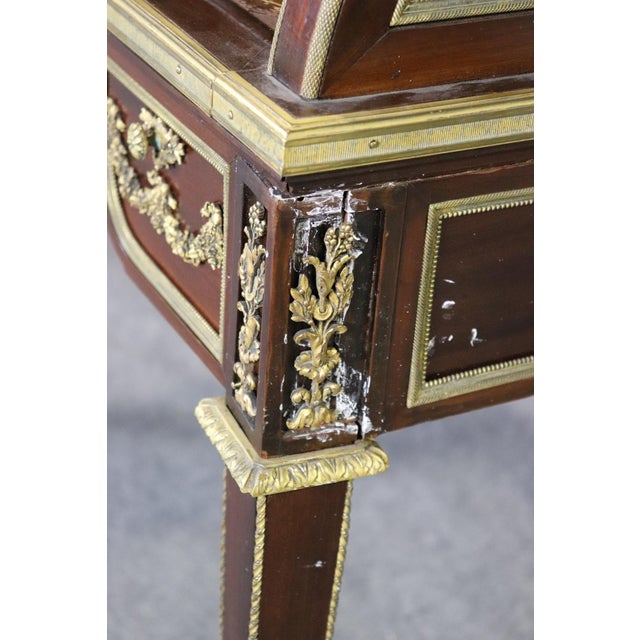 Signed Gervais Durand Cylinder Roll Top French Louis XVI Desk c.1880 For Sale - Image 11 of 12