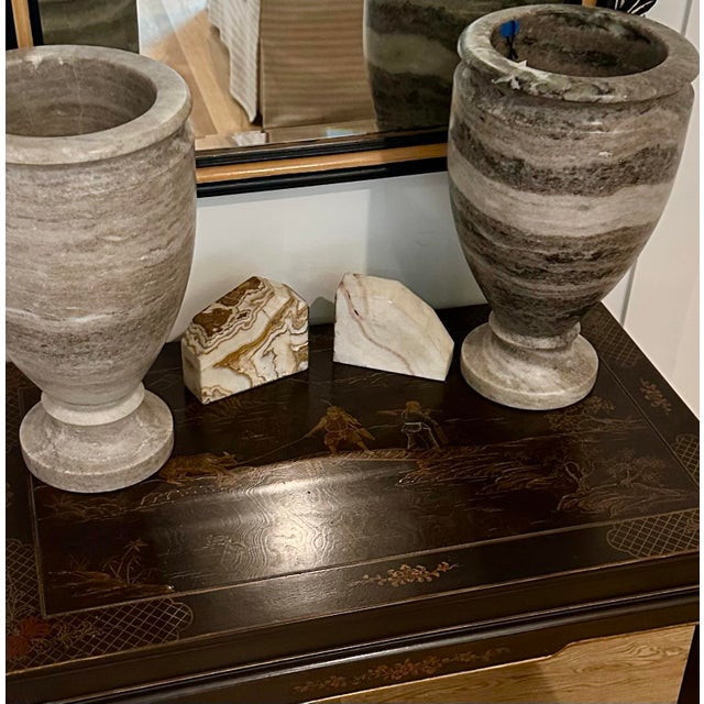 Modern Marble Vase With Beautiful Greige Tones For Sale - Image 3 of 10