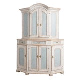 Early 19th Century Large Swedish Blue & White Swedish Corner Cabinet For Sale