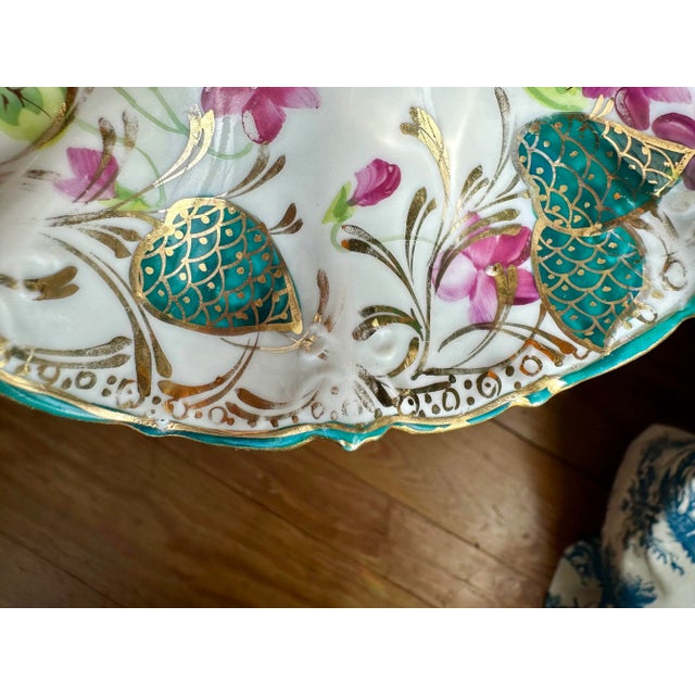 Green Vintage Hand Painted Trinket Dish For Sale - Image 8 of 10