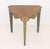 Louis XVI Style Green Painted Walnut Triangular Side Table, on three tapered legs. 25.5" H x 28.5" W x 24.5" D....