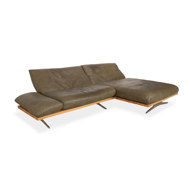 Olive Green Leather Marylin Corner Sofa with Manual Function from Koinor For Sale - Image 9 of 9